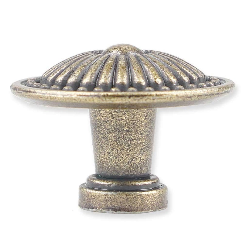 trust4care 5-Pack of Brushed Antique Brass Kitchen Cabinet Knobs Pulls, Round Vintage Antique Gold Dresser Drawer Knob for Closet Door, Weathered Bronzed Sunburst Pattern - Image 2